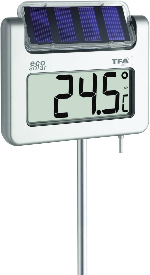 TFA Dostmann Avenue Solar Garten-Thermometer Silber 30.2026