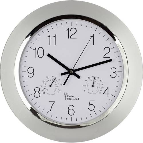EUROTIME 56004 Funk Wanduhr 34 cm x 5 cm Silber