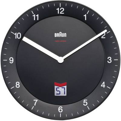 Braun 66012 Funk Wanduhr 20 cm  Schwarz Schleichendes Uhrwerk (lautlos)