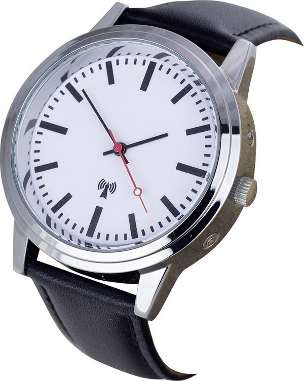 EUROTIME Funk Armbanduhr 62528 (Ø x H) 40 mm x 11 mm Edelstahl Gehäusematerial=Metall Material (Armband)=Leder