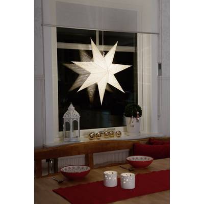 Konstsmide 2959-280 Weihnachtsstern   Glühlampe, LED Weiß, Gold  mit ausgestanzten Motiven, mit Schalter