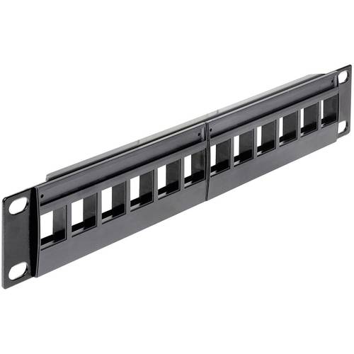 Delock 43259 12 Port Netzwerk-Patchpanel 254 mm (10) Unbestückt 1 HE Schwarz Unbestückt