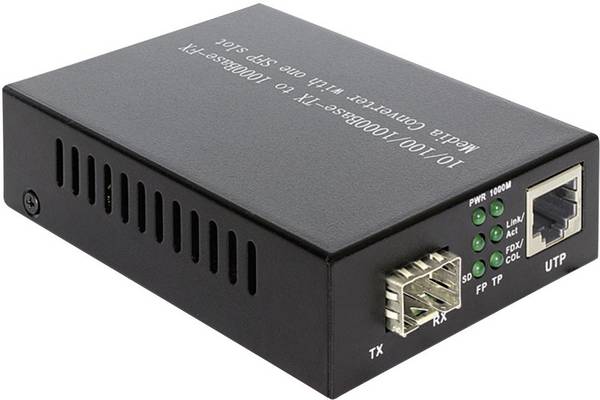 Delock Media Converter 1000Base-T to SFP - Medienkonverter - 1GbE - 10Base-T, 1000Base-LX, 1000Base-SX, 100Base-TX, 1000