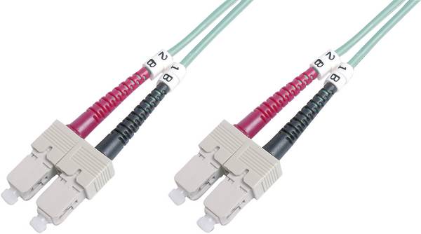 Digitus DK-2522-02/3 Glasfaser LWL Anschlusskabel 2.00 m Türkis [1x SC-Stecker - 1x SC-Stecker] 50/125 µ Multimode OM3