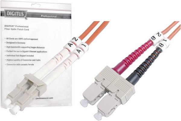Digitus DK-2532-02 Glasfaser LWL Anschlusskabel 2.00 m Orange [1x LC-Stecker - 1x SC-Stecker] 50/125 µ Multimode OM2