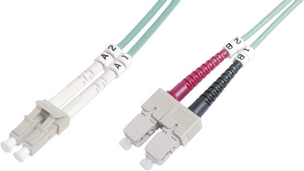 Digitus DK-2532-02/3 Glasfaser LWL Anschlusskabel 2.00 m Türkis [1x LC-Stecker - 1x SC-Stecker] 50/125 µ Multimode OM3
