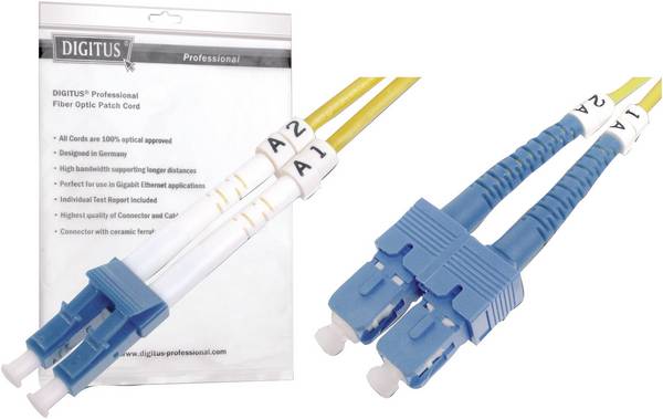 Digitus DK-2932-01 Glasfaser LWL Anschlusskabel 1.00 m Gelb [1x LC-Stecker - 1x SC-Stecker] 9/125 µ Singlemode OS2