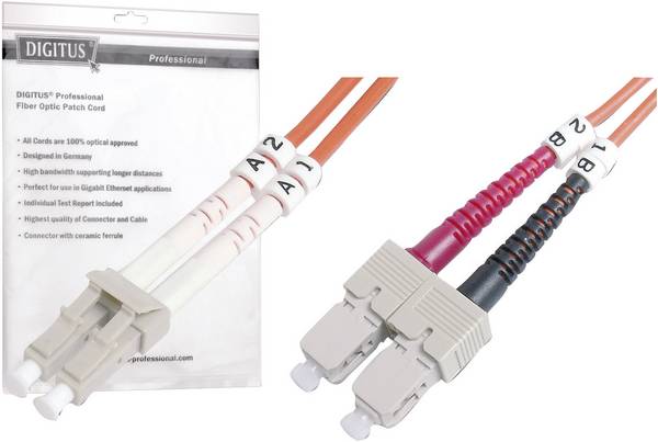 Digitus DK-2532-01 Glasfaser LWL Anschlusskabel 1.00 m Orange [1x LC-Stecker - 1x SC-Stecker] 50/125 µ Multimode OM2