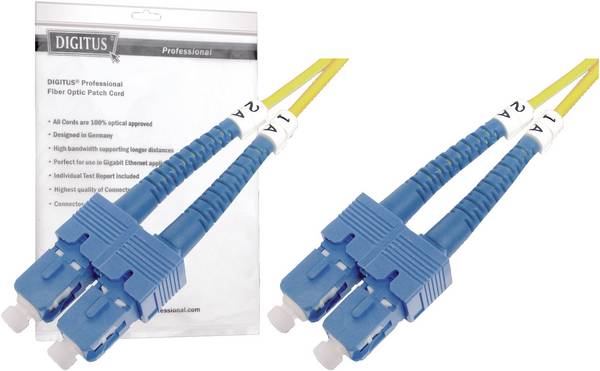 Digitus DK-2922-01 Glasfaser LWL Anschlusskabel 1.00 m Gelb [1x SC-Stecker - 1x SC-Stecker] 9/125 µ Singlemode OS2