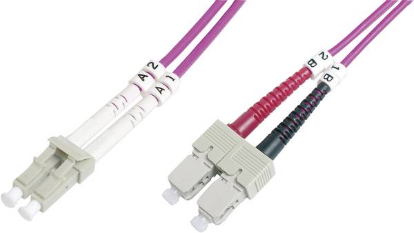 Digitus DK-2532-02-4 Glasfaser LWL Anschlusskabel 2.00 m Violett [1x LC-Stecker - 1x SC-Stecker] 50/125 µ Multimode OM4