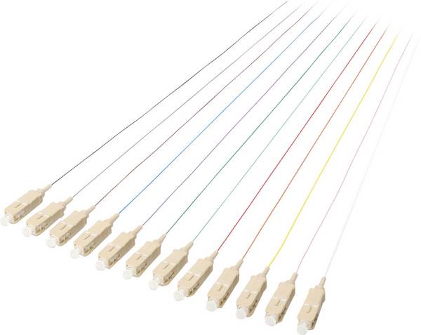 Digitus DK-25221-02/3 Glasfaser LWL Anschlusskabel 2.00 m Weiß, Violett, Schwarz, Türkis, Rot, Pink, Orange, Grün, Grau, Gelb, Braun, Blau [1x SC-Stecker - 1x offene Kabelenden] 50/125 µ Multimode OM3