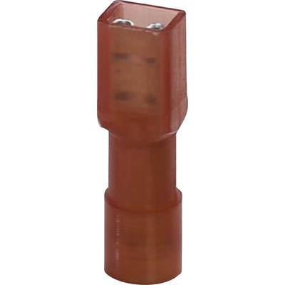 Roter männlicher Flachstecker aus Kunststoff, verwendet für elektrische Verbindungen und Sicherung von Kabeln.