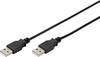 Digitus USB-Kabel USB 2.0 USB-A Stecker, USB-A Stecker 1.00 m Schwarz doppelt geschirmt AK-300101-010-S
