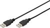 Digitus USB-Kabel USB 2.0 USB-A Stecker, USB-A Stecker 3 m Schwarz doppelt geschirmt AK-300101-030-S
