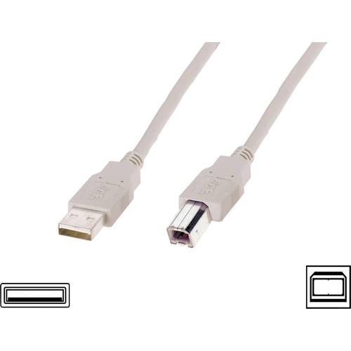 Digitus USB-Kabel USB 2.0 USB-A Stecker, USB-B Stecker 3.00 m Beige AK-300102-030-E