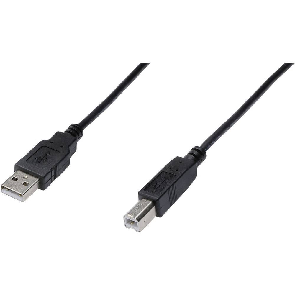 Digitus USB 2.0 Aansluitkabel [1x USB 2.0 stekker A 1x USB 2.0 stekker B] 0.50 m Zwart UL gecertific