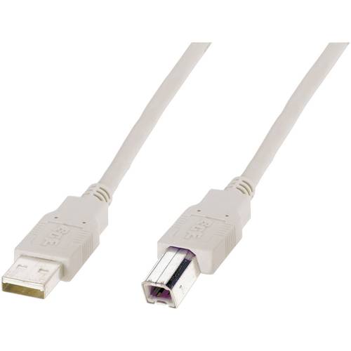 Digitus USB-Kabel USB 2.0 USB-A Stecker, USB-B Stecker 1.80 m Beige Rund, doppelt geschirmt AK-300105-018-E