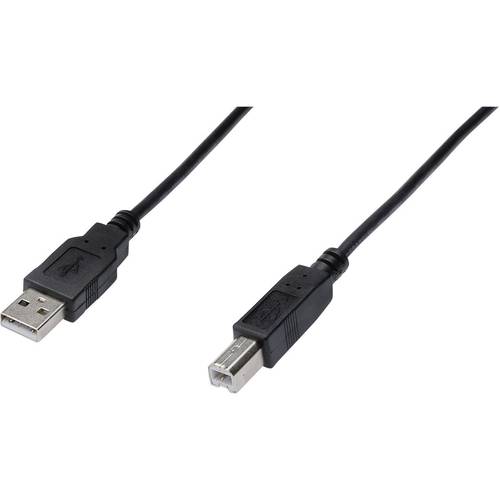Digitus USB-Kabel USB 2.0 USB-A Stecker, USB-B Stecker 3.00 m Schwarz Rund, doppelt geschirmt AK-300105-030-S