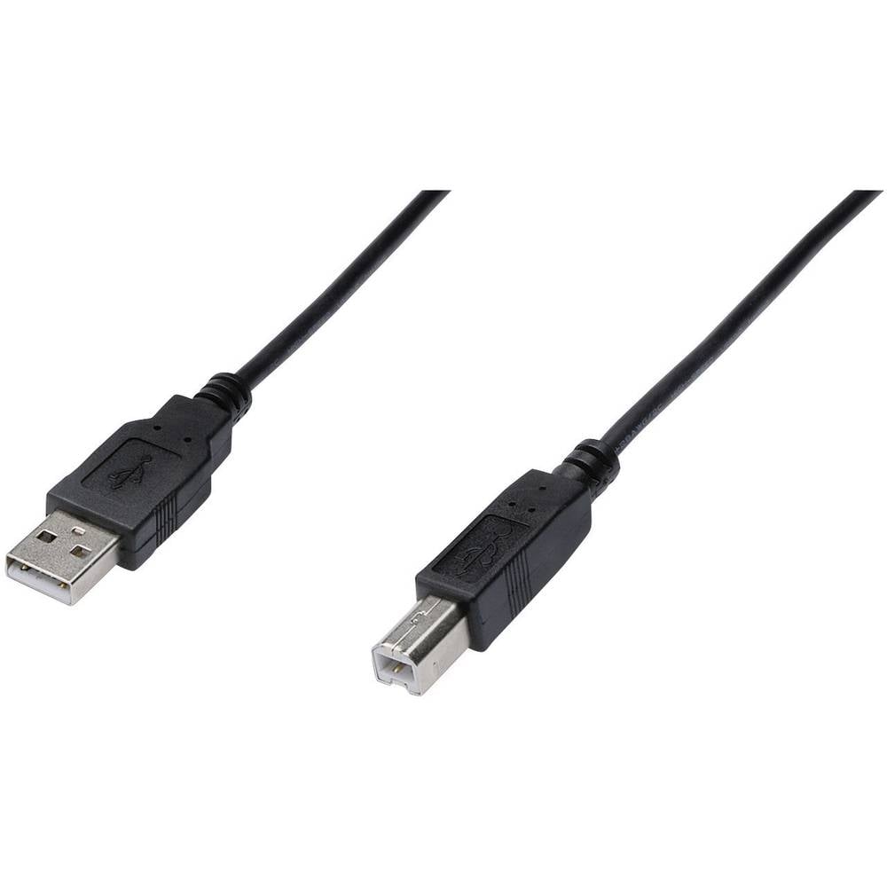 Digitus USB 2.0 Aansluitkabel [1x USB 2.0 stekker A 1x USB 2.0 stekker B] 5 m Zwart UL gecertificeer