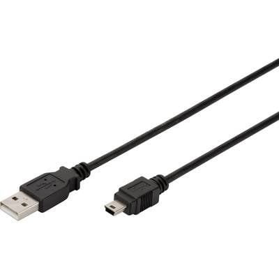 Digitus USB-Kabel USB 2.0 USB-A Stecker, USB-Mini-B Stecker 3.00 m Schwarz  AK-300108-030-S