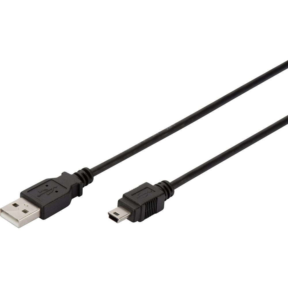 Digitus USB 2.0 Aansluitkabel [1x USB 2.0 stekker A 1x USB 2.0 stekker mini-B] 1 m Zwart UL gecertif