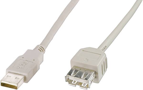 Digitus USB-Kabel USB 2.0 USB-A Stecker, USB-A Buchse 1.80 m Beige AK-300202-018-E