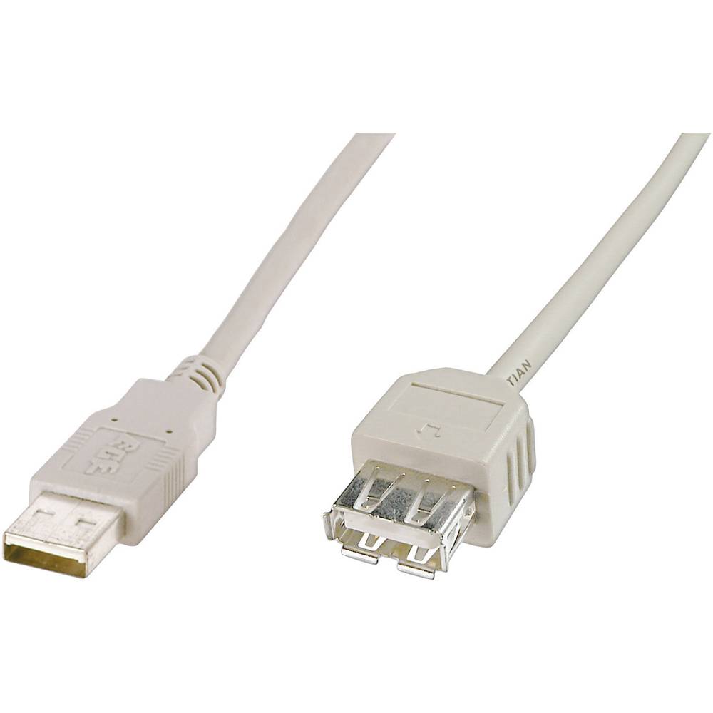 Digitus USB 2.0 Verlengkabel [1x USB 2.0 stekker A 1x USB 2.0 bus A] 1.80 m Beige UL gecertificeerd