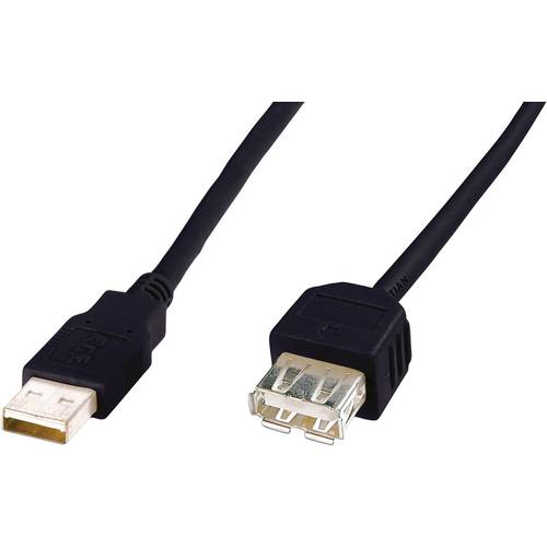 Digitus USB-Kabel USB 2.0 USB-A Stecker, USB-A Buchse 1.80 m Schwarz AK-300202-018-S