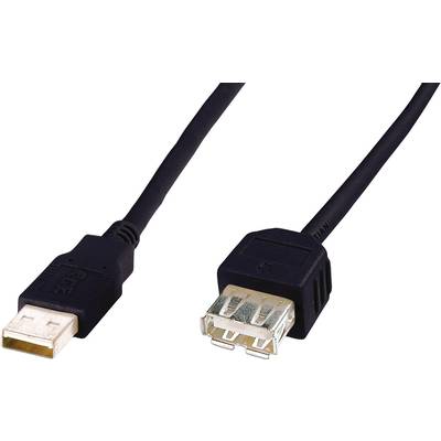 Digitus USB-Kabel USB 2.0 USB-A Stecker, USB-A Buchse 1.80 m Schwarz  AK-300202-018-S