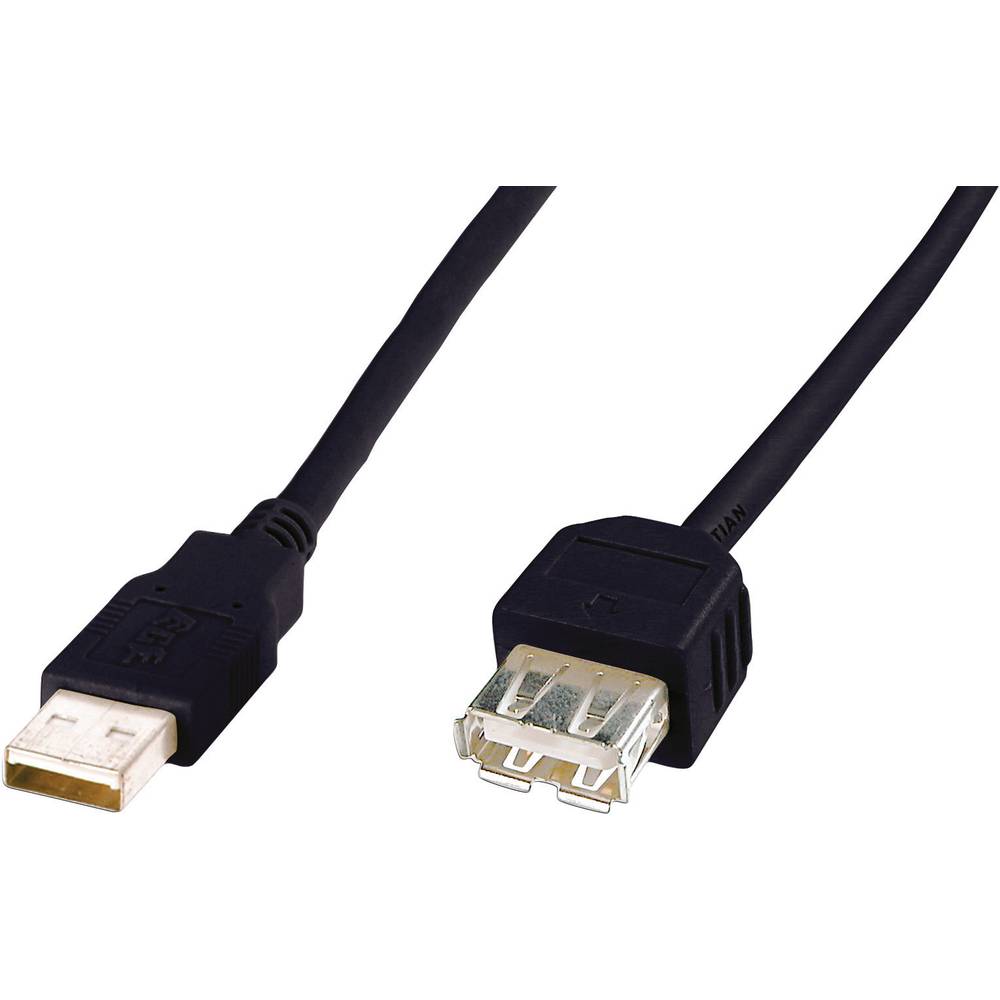 Digitus USB 2.0 Verlengkabel [1x USB 2.0 stekker A 1x USB 2.0 bus A] 3 m Zwart UL gecertificeerd
