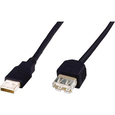 Digitus USB-Kabel USB 2.0 USB-A Stecker, USB-A Buchse 5.00 m Schwarz  AK-300202-050-S