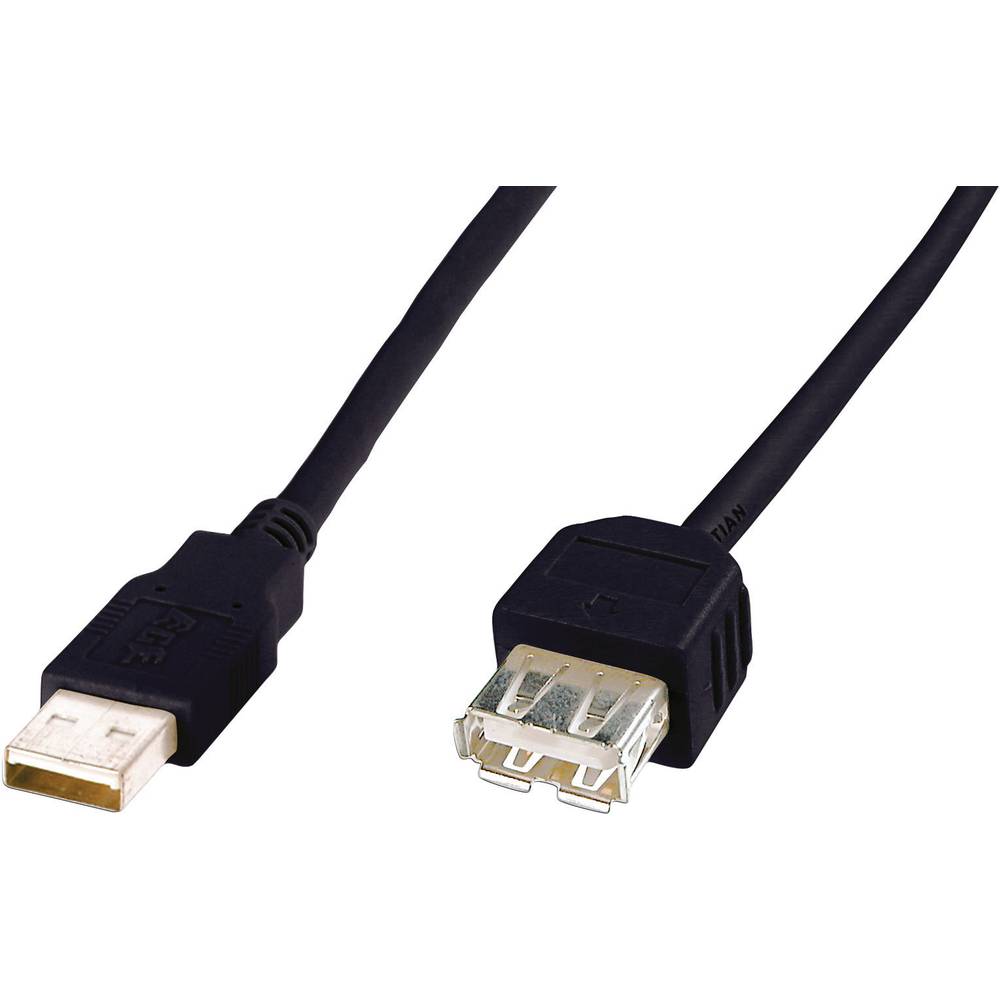 Digitus USB 2.0 Verlengkabel [1x USB 2.0 stekker A 1x USB 2.0 bus A] 5 m Zwart UL gecertificeerd