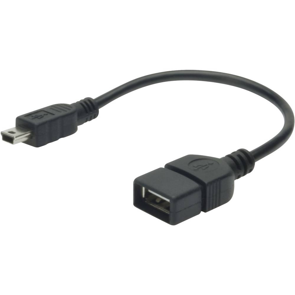 Digitus USB 2.0 Adapter [1x USB 2.0 stekker mini-B 1x USB 2.0 bus A] Zwart