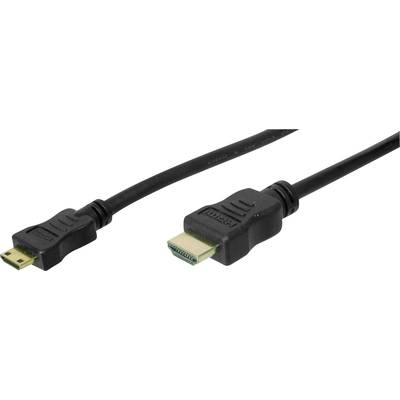 Digitus HDMI Anschlusskabel HDMI-A Stecker, HDMI-Mini-C Stecker 3.00 m Schwarz AK-330106-030-S vergoldete Steckkontakte 