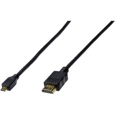 Digitus HDMI Anschlusskabel HDMI-A Stecker, HDMI-Micro-D Stecker 1.00 m Schwarz AK-330109-010-S vergoldete Steckkontakte