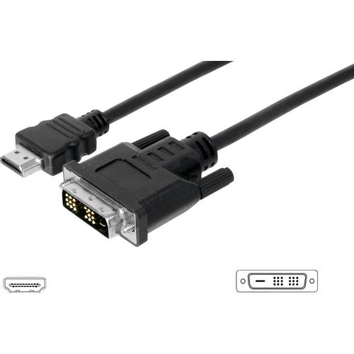 Thumbnail - Digitus HDMI / DVI Adapterkabel HDMI-A Stecker, DVI-D 18+1pol. Stecker 3.00 m Schwarz AK-330300-030-S schraubbar HDMI-Ka...