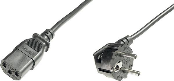 Digitus Strom Anschlusskabel [1x Schutzkontakt-Stecker - 1x Kaltgeräte-Buchse C13] 0.75 m Schwarz