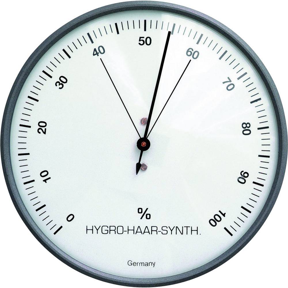 Hygrometer Kunststof zilver Haarsynthetik Hygrometer