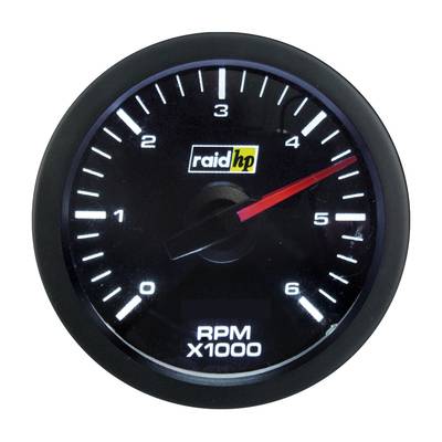 raid hp 660170 Kfz Einbauinstrument Drehzahlmesser Benzin- und Dieselmotor Messbereich 0 - 6000 U/min Sport Rot, Weiß 52