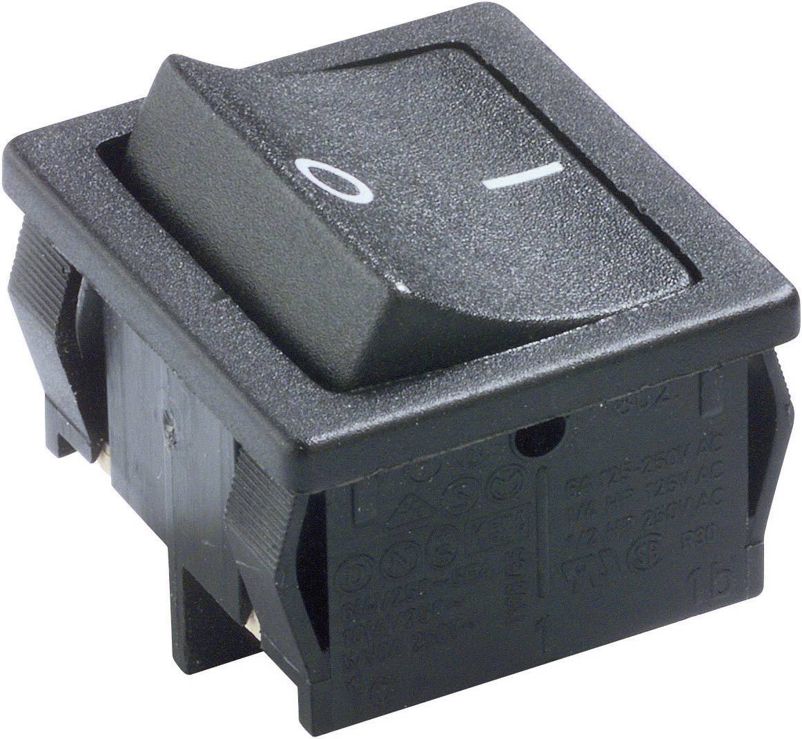 Auf diesem Bild sieht man einen schwarzen Wippschalter. 