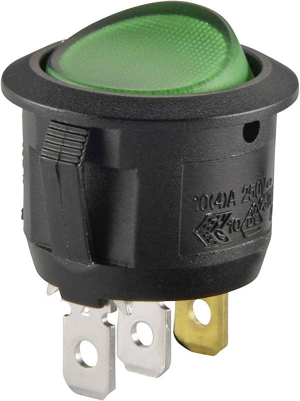 TRU COMPONENTS 700304 Wippschalter R13-112B B/G 200V 250 V/AC 6 A 1 x Aus/Ein  rastend 1 St.