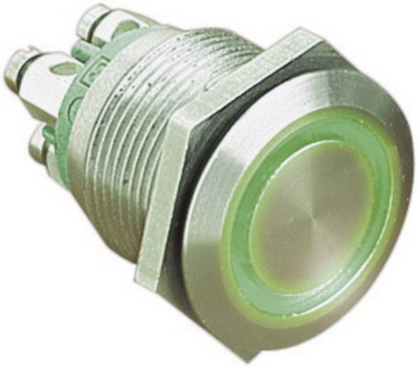 Bulgin MPI002/TERM/GN MPI002/TERM/GN Vandalismusgeschützter Drucktaster 24 V/DC 0.05 A 1 x Aus/(Ein) tastend Grün (Ø x L) 22 mm x 31 mm IP66 1 St.