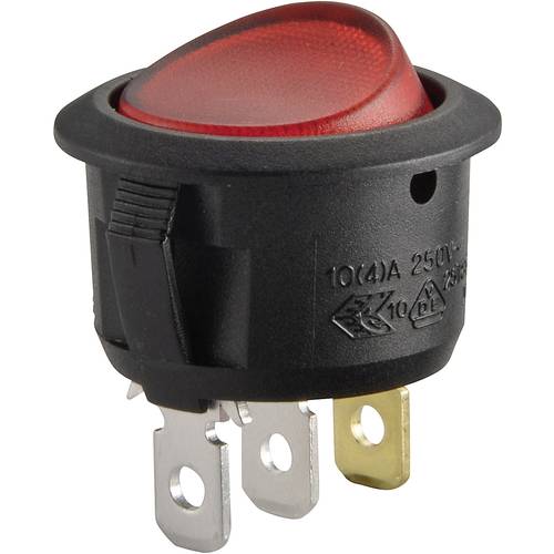 TRU COMPONENTS TC-R13-208B-02 Wippschalter 12 V/DC 20 A 1 x Aus/Ein Leuchtfarben: Rot rastend 1 St.