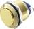 Goldfarbener, runder Metallknopf mit blauer Basis und Gewinde, geeignet für elektronische Anwendungen oder Gerätebedienfelder.