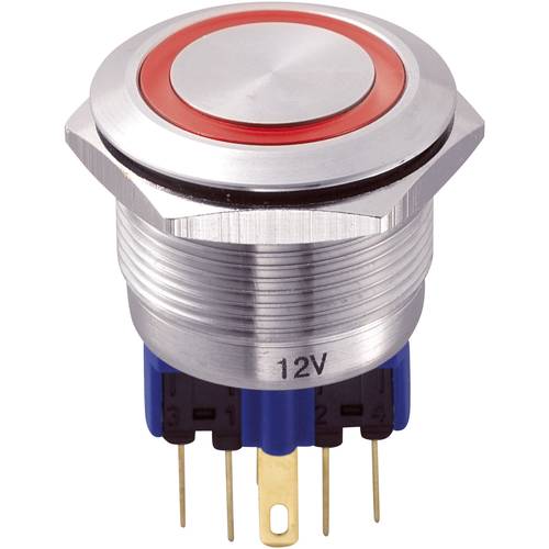 TRU COMPONENTS 701776 GQ22-11E/R/12V Vandalismusgeschützter Drucktaster 250 V/AC 5 A 1 x Ein/(Ein) tastend Rot IP65 1 St...