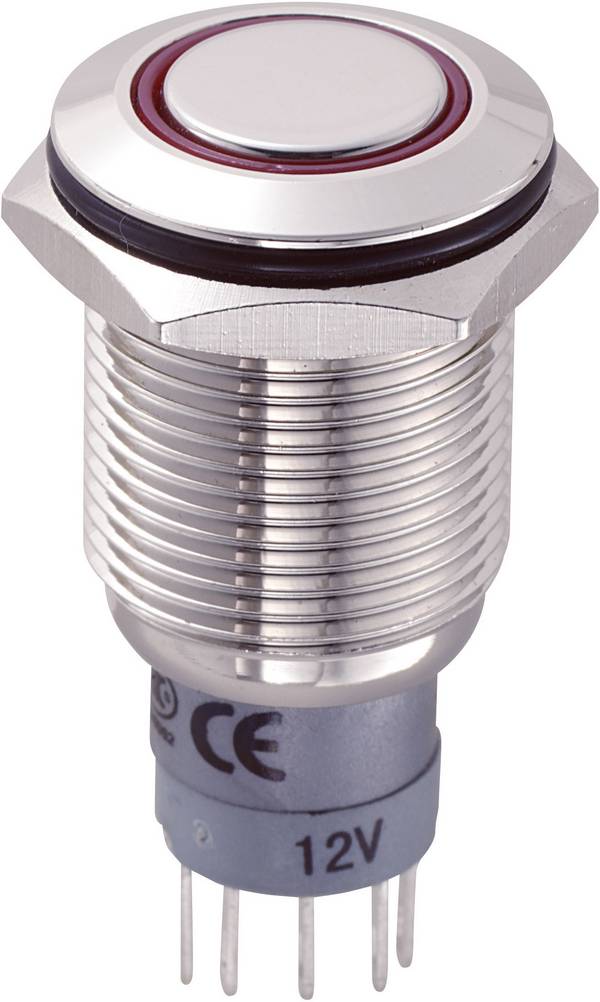 TRU COMPONENTS 701778 LAS2GQF-11ZE/R/12V/N/P Vandalismusgeschützter Druckschalter 250 V/AC 3 A 1 x Ein/Ein rastend Rot IP67 1 St.