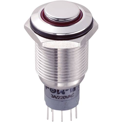 TRU COMPONENTS 701781 LAS2GQH-22E/R/12V/S/P Vandalismusgeschützter Drucktaster 250 V/AC 3 A 2 x Ein/(Ein) tastend Rot IP...