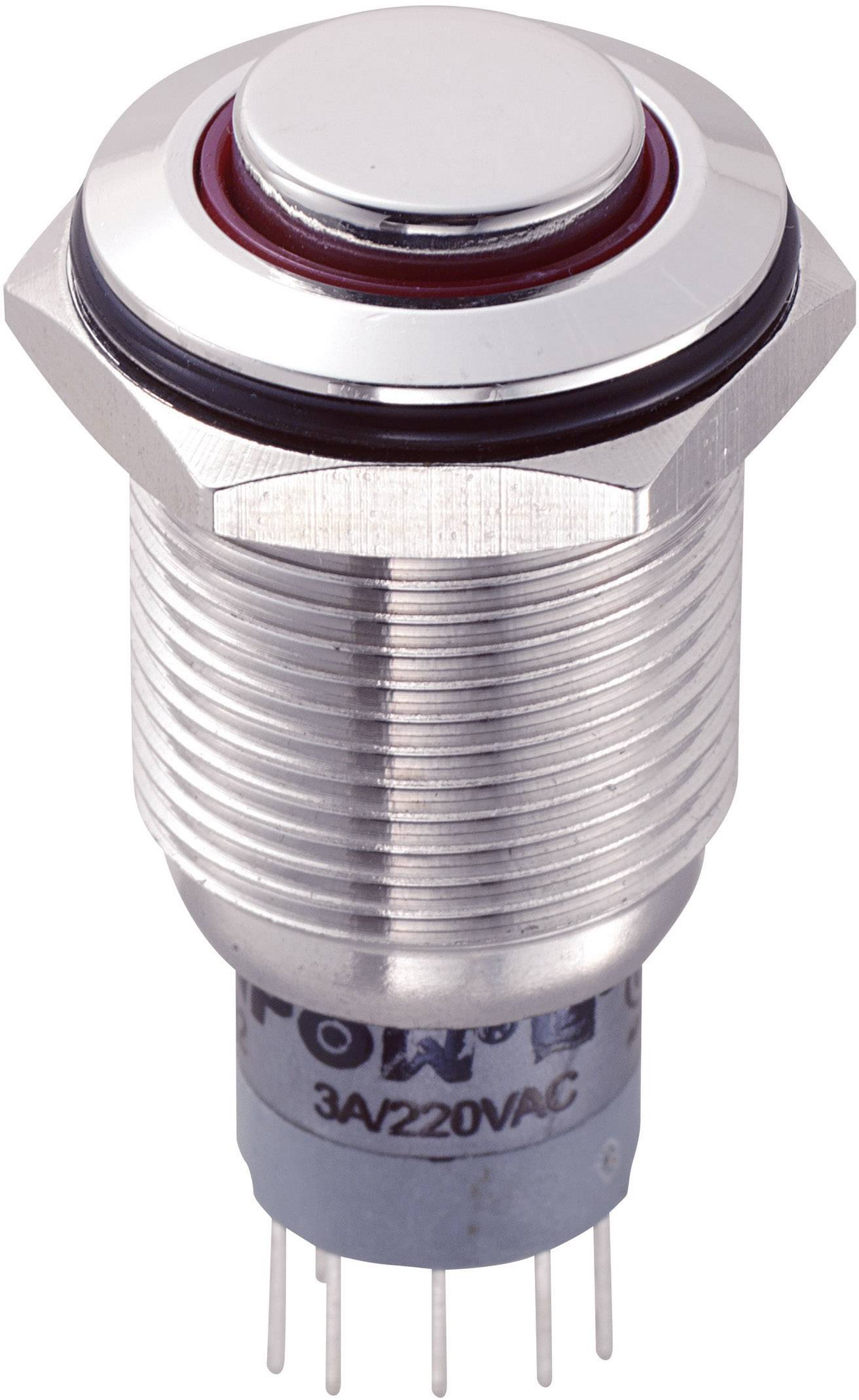 TRU COMPONENTS 701781 LAS2GQH-22E/R/12V/S/P Vandalismusgeschützter Drucktaster 250 V/AC 3 A 2 x Ein/(Ein) tastend Rot IP