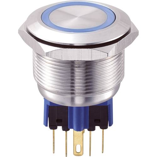 TRU COMPONENTS 701790 GQ25-11E/B/12V Vandalismusgeschützter Drucktaster 250 V/AC 5 A 1 x Ein/(Ein) tastend Blau IP65 1 S...