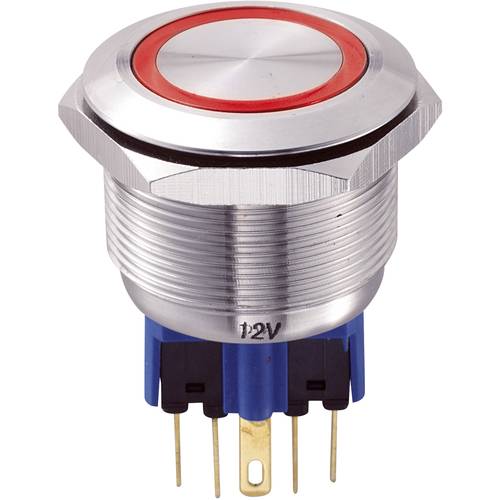 TRU COMPONENTS 701803 GQ25-11E/R/12V Vandalismusgeschützter Drucktaster 250 V/AC 5 A 1 x Ein/(Ein) tastend Rot IP65 1 St...